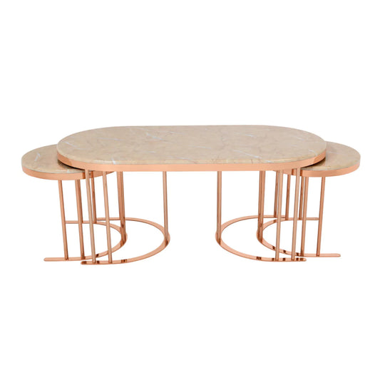 OVAL 2+1 Oval Coffee Table - ROSE GOLD