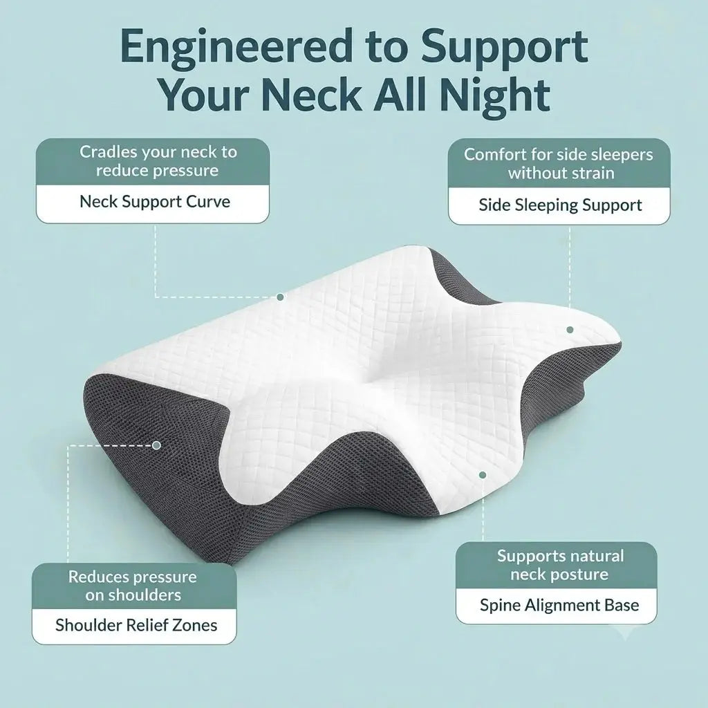 OrthoCloud Contour Memory Foam Pillow- Ergonomic Neck Support Scrollcart Qatar 
