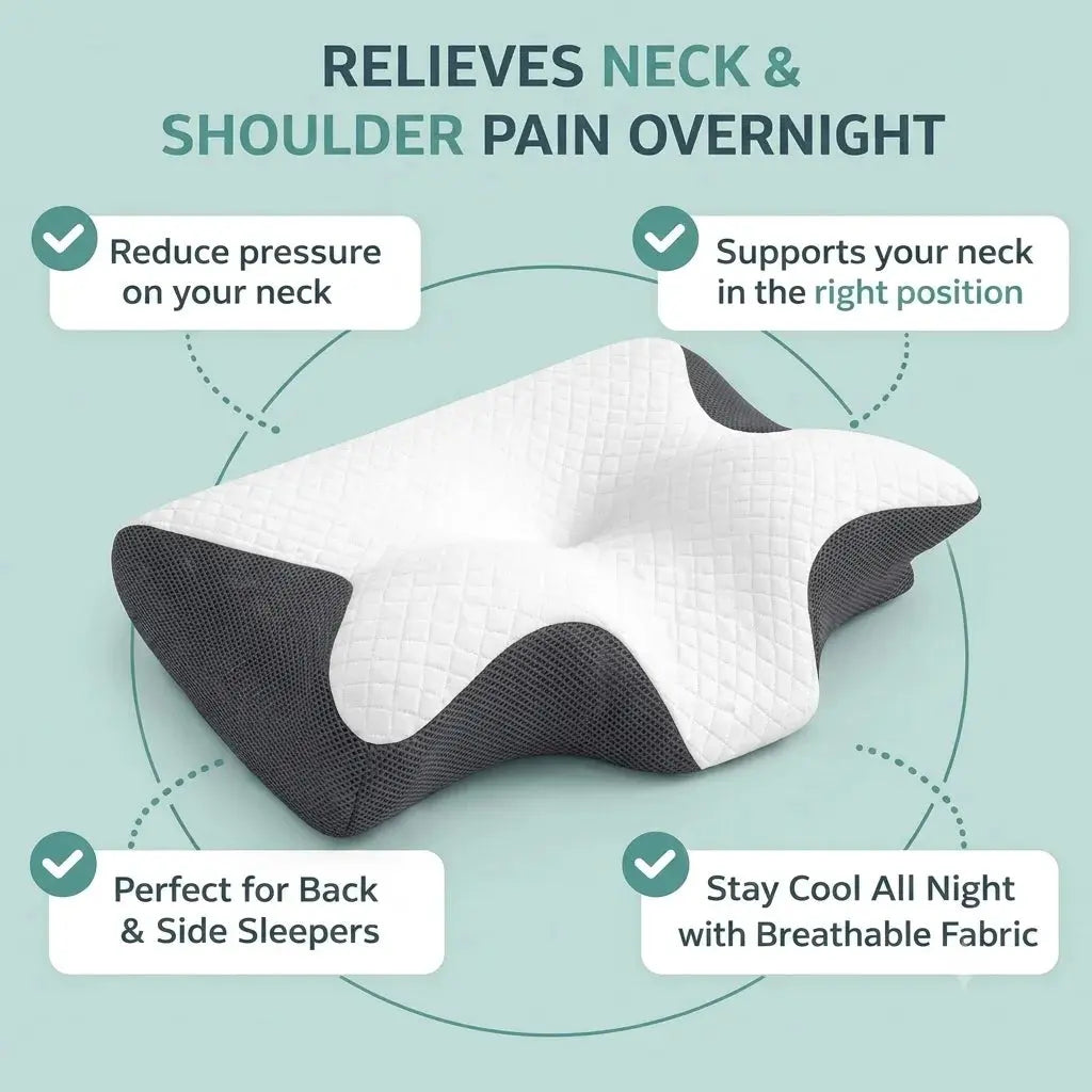 OrthoCloud Contour Memory Foam Pillow- Ergonomic Neck Support Scrollcart Qatar 