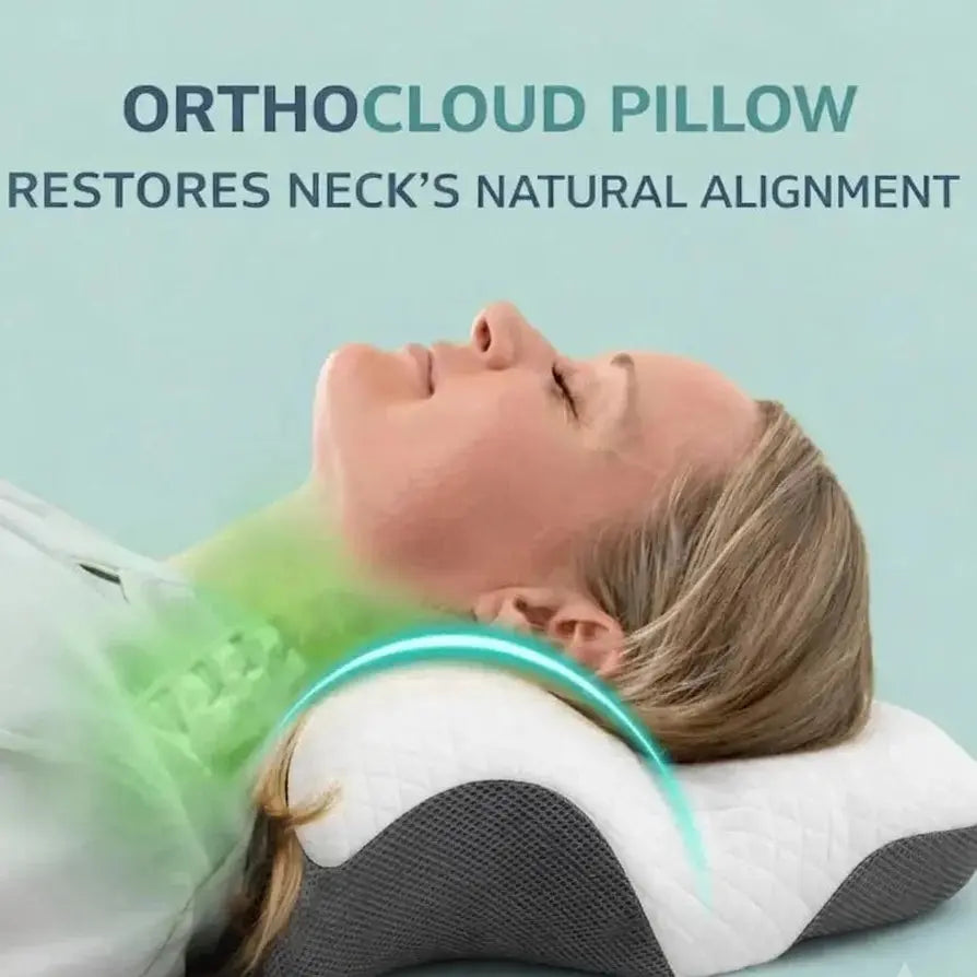 OrthoCloud Contour Memory Foam Pillow- Ergonomic Neck Support Scrollcart Qatar 