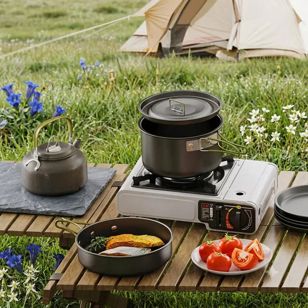 Outdoor Camping Cooking Set – Portable Cookware & Gas Stove Scrollcart Qatar 