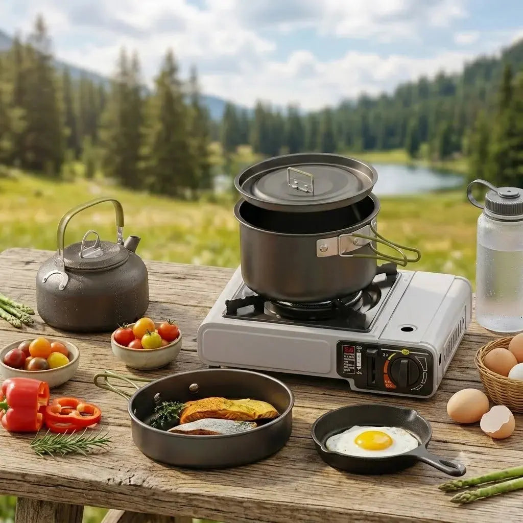 Outdoor Camping Cooking Set – Portable Cookware & Gas Stove Scrollcart Qatar 