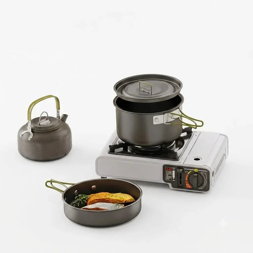 Outdoor Camping Cooking Set – Portable Cookware & Gas Stove Scrollcart Qatar 