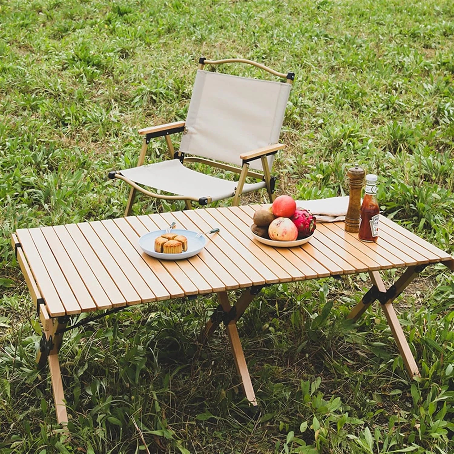 Outdoor Portable Camping Folding Table – Picnic Lightweight Roll Up Table Scrollcart Qatar 