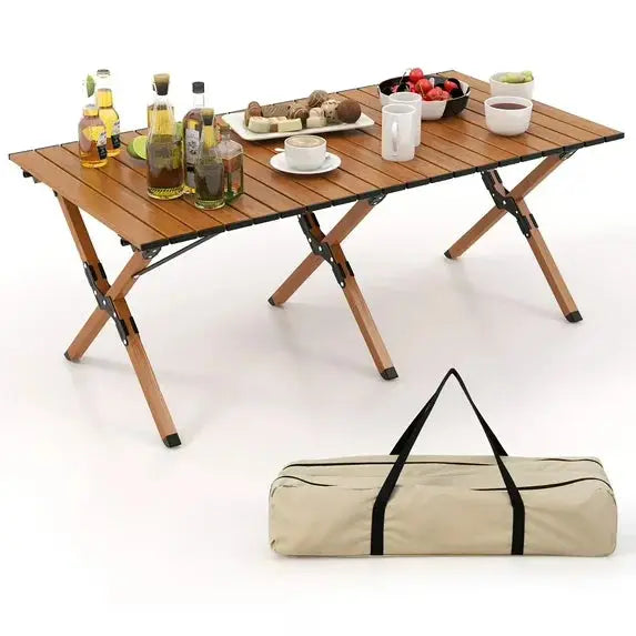 Outdoor Portable Camping Folding Table – Picnic Lightweight Roll Up Table Scrollcart Qatar 