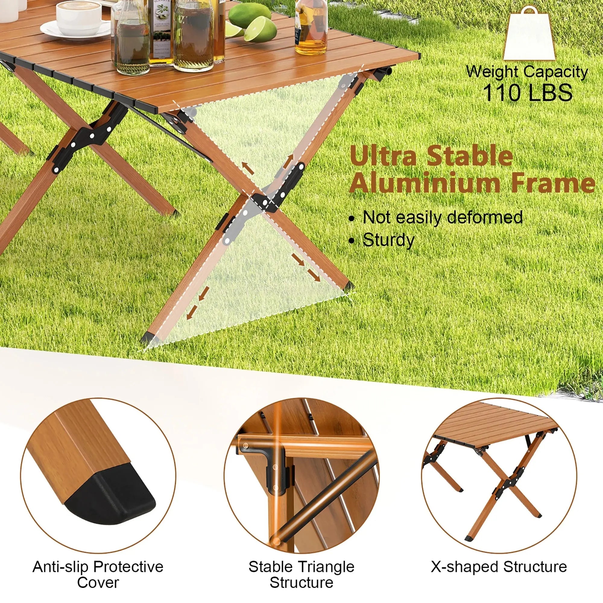 Outdoor Portable Camping Folding Table – Picnic Lightweight Roll Up Table Scrollcart Qatar 