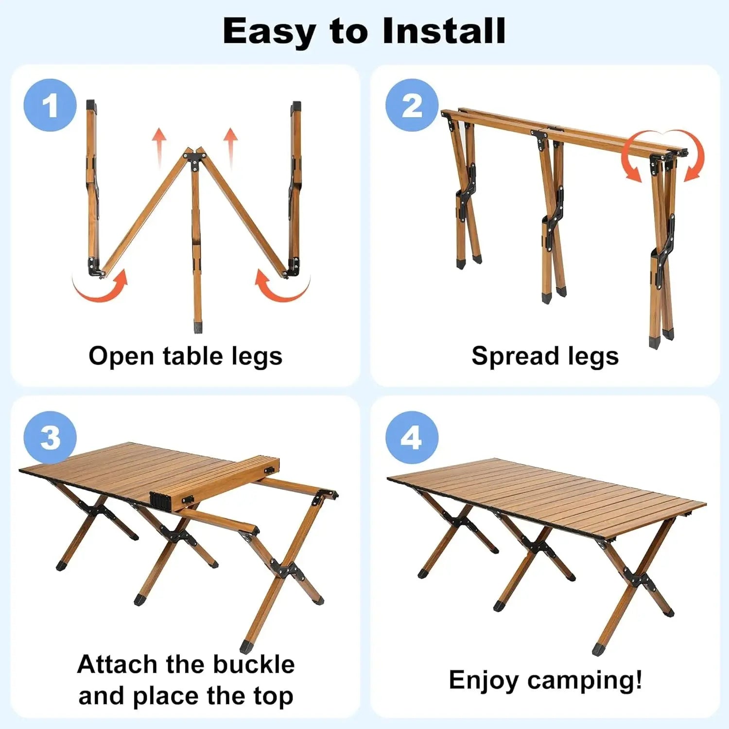 Outdoor Portable Camping Folding Table – Picnic Lightweight Roll Up Table Scrollcart Qatar 
