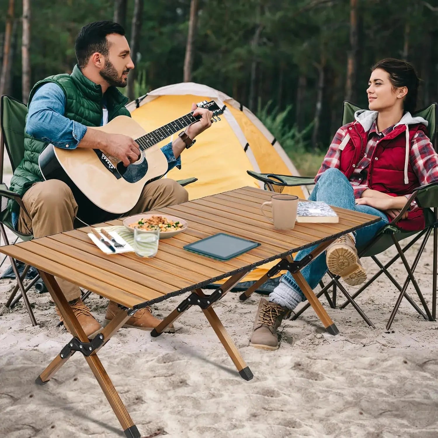 Outdoor Portable Camping Folding Table – Picnic Lightweight Roll Up Table Scrollcart Qatar 