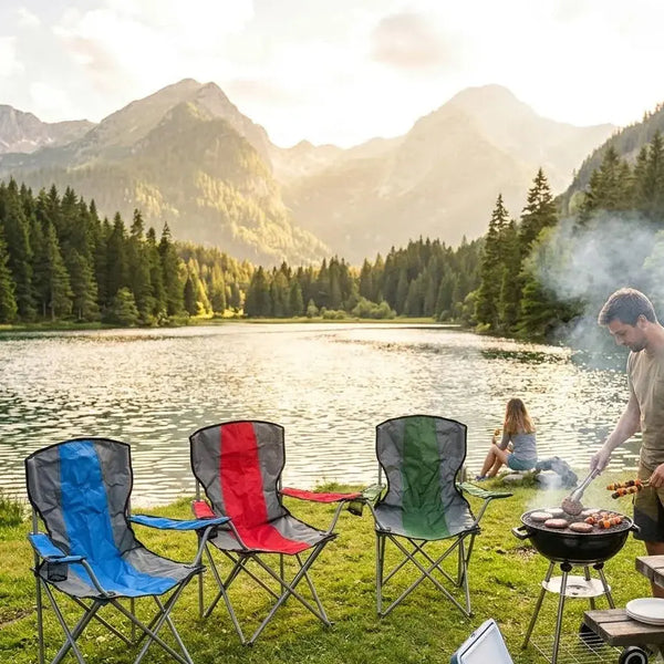 Outdoor Portable Folding Camping Chair with Cup Holders Scrollcart Qatar 