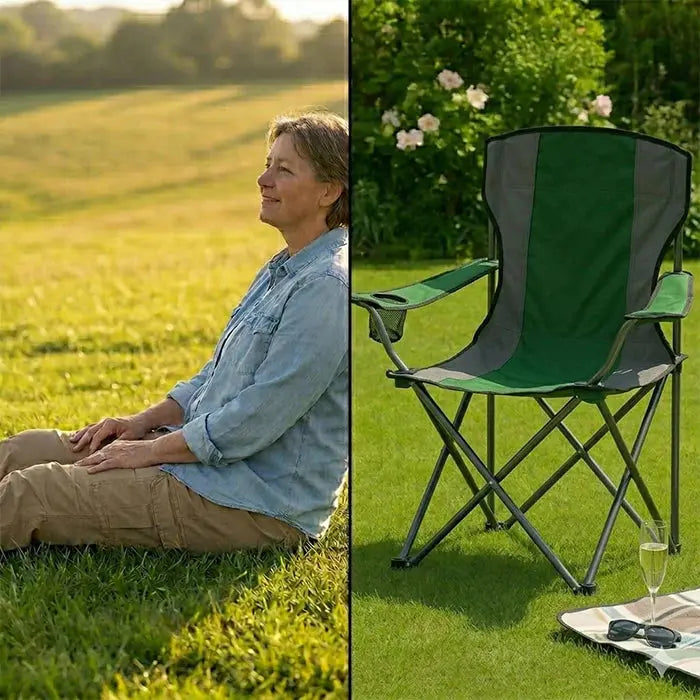 Outdoor Portable Folding Camping Chair with Cup Holders Scrollcart Qatar 