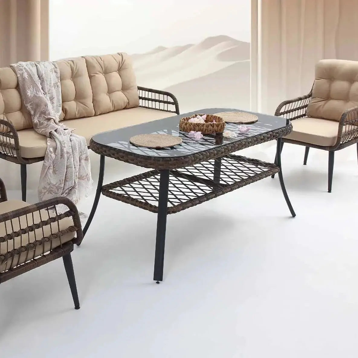 Outdoor sofa combinations - PISA | light Brown centre table