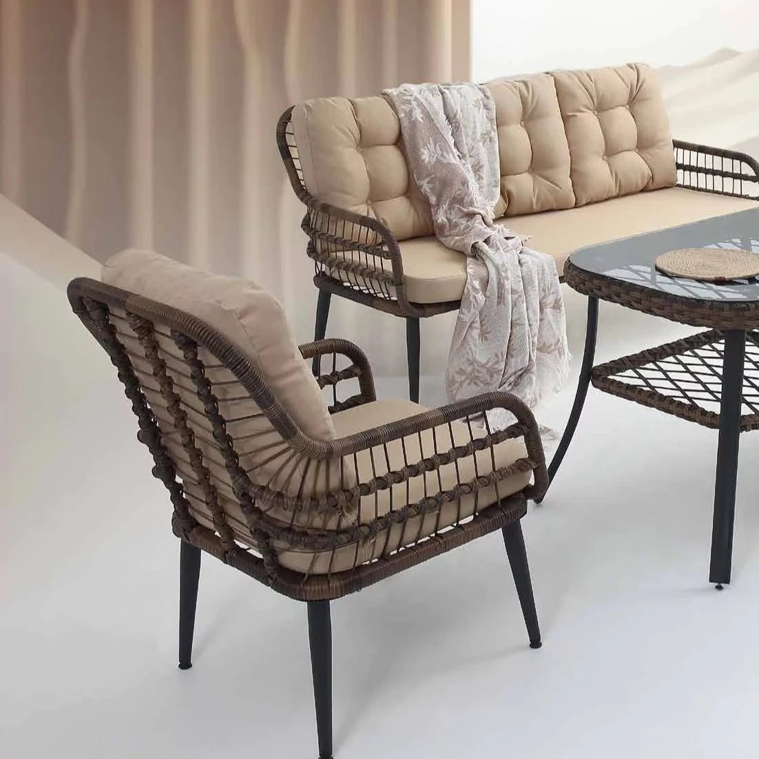 Outdoor sofa combinations - PISA | light Brown chair view