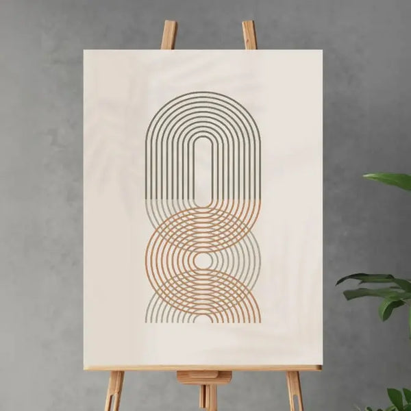 Pastel Beige Geometric Elliptic Line Boho Art – Wrapped Canvas Wall Painting Scrollcart Qatar 