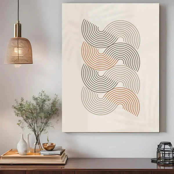 Pastel Beige Semi Circle Boho Art – Infinity Abstract Wall Art Scrollcart Qatar 