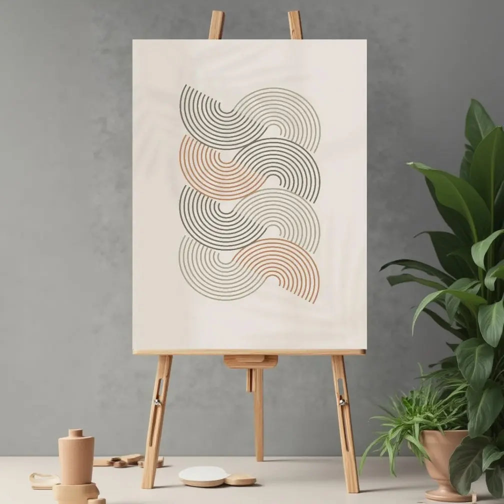 Pastel Beige Semi Circle Boho Art – Infinity Abstract Wall Art Scrollcart Qatar 