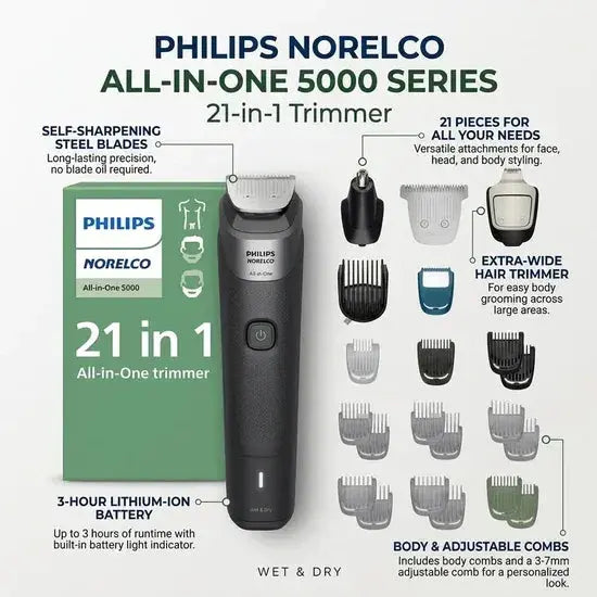 Philips Norelco MG5910 All-in-One Trimmer 5000 Series – 21-Piece Set Scrollcart Qatar 