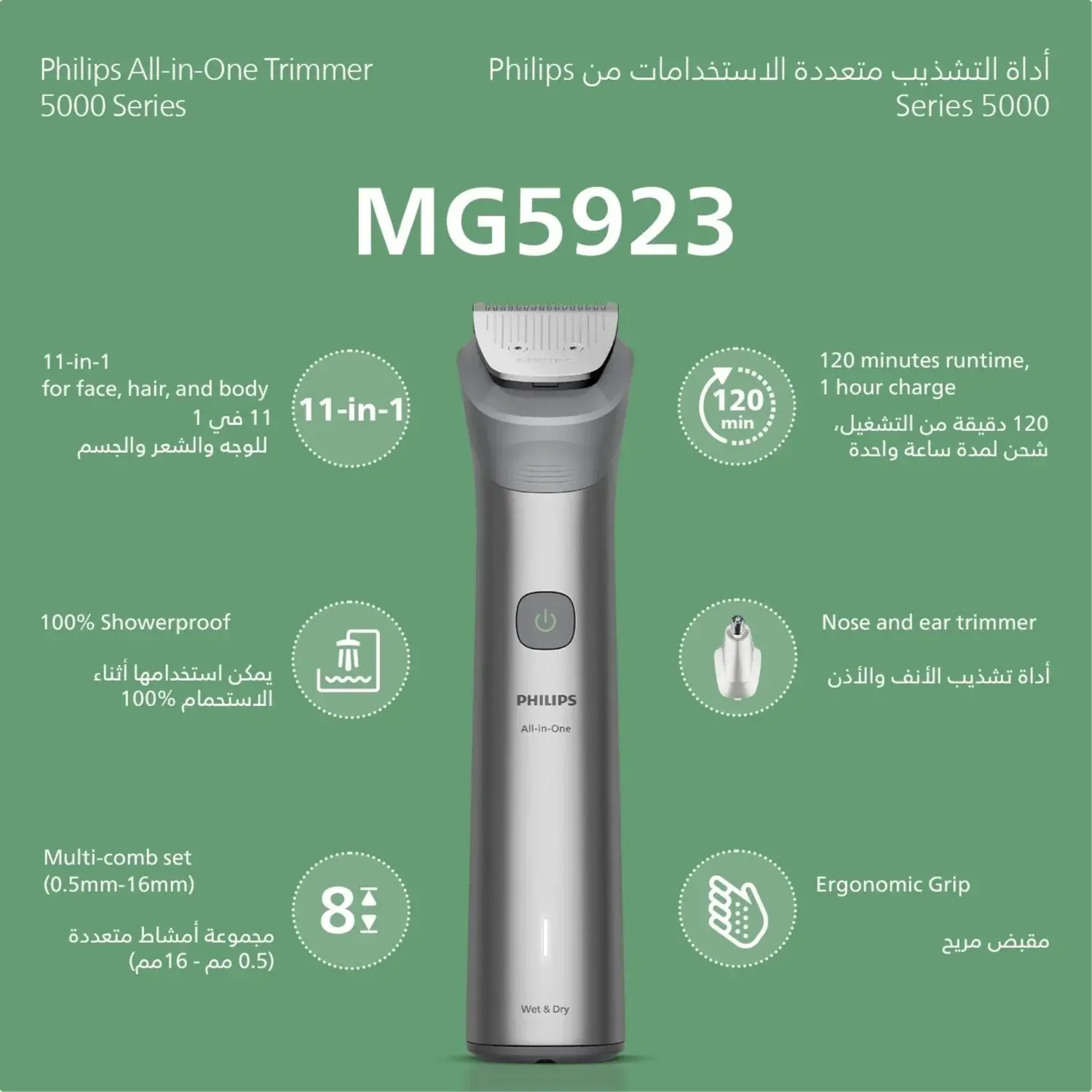 Philips Series 5000 11-in-1 Trimmer MG5923/15 – Face, Hair & Body Scrollcart Qatar 