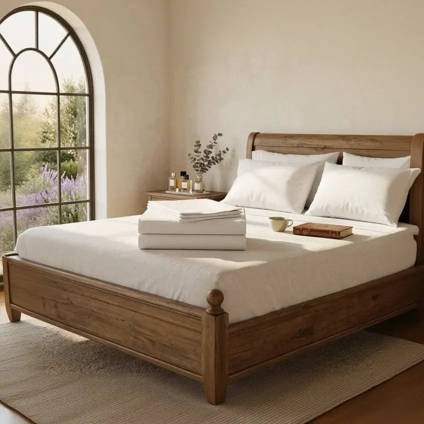 Plain White 100% Cotton 250TC Percale Luxury Hotel Bedsheet Scrollcart Qatar 