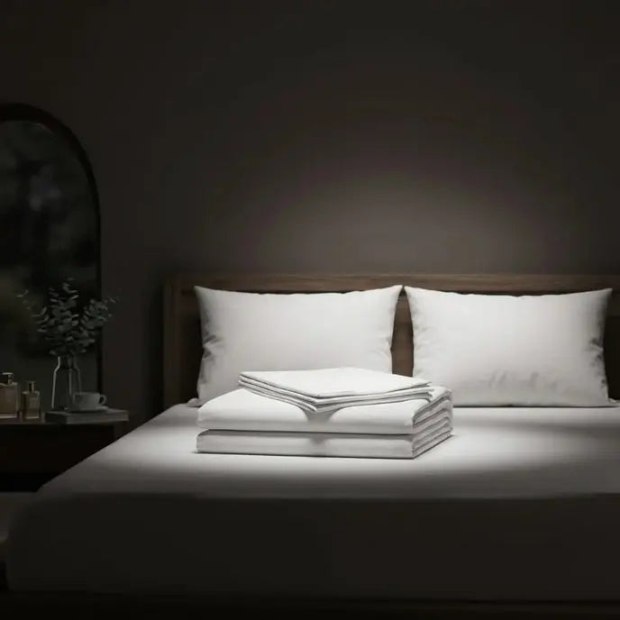 Plain White 100% Cotton 250TC Percale Luxury Hotel Bedsheet Scrollcart Qatar 
