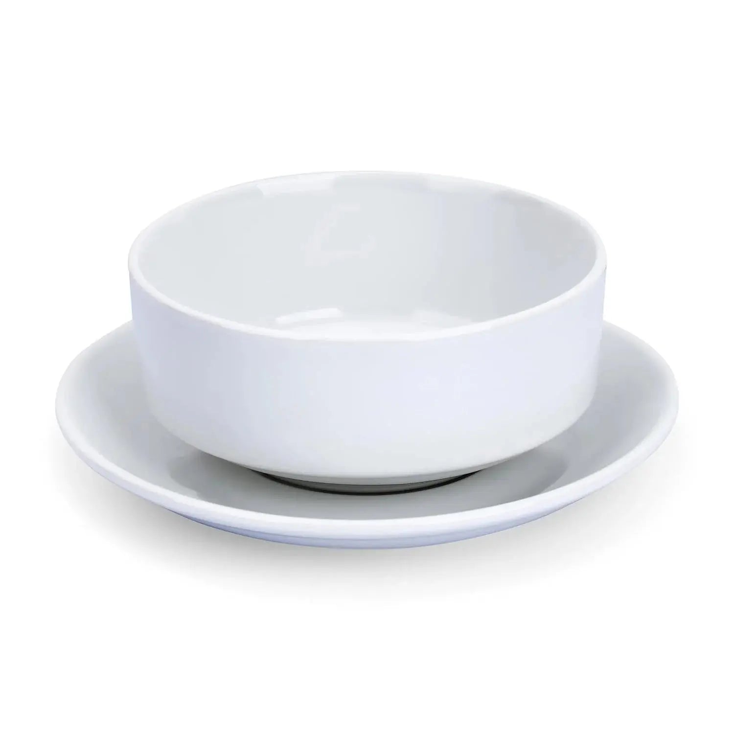 Plain White Ceramic Soup Bowl Set with Saucer & Spoon – Dishwasher Safe Tableware Scrollcart Qatar 