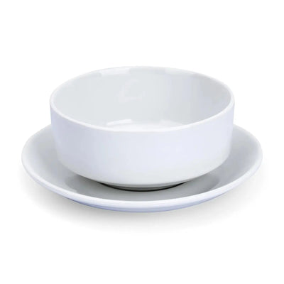 Plain White Ceramic Soup Bowl Set with Saucer & Spoon – Dishwasher Safe Tableware Scrollcart Qatar 
