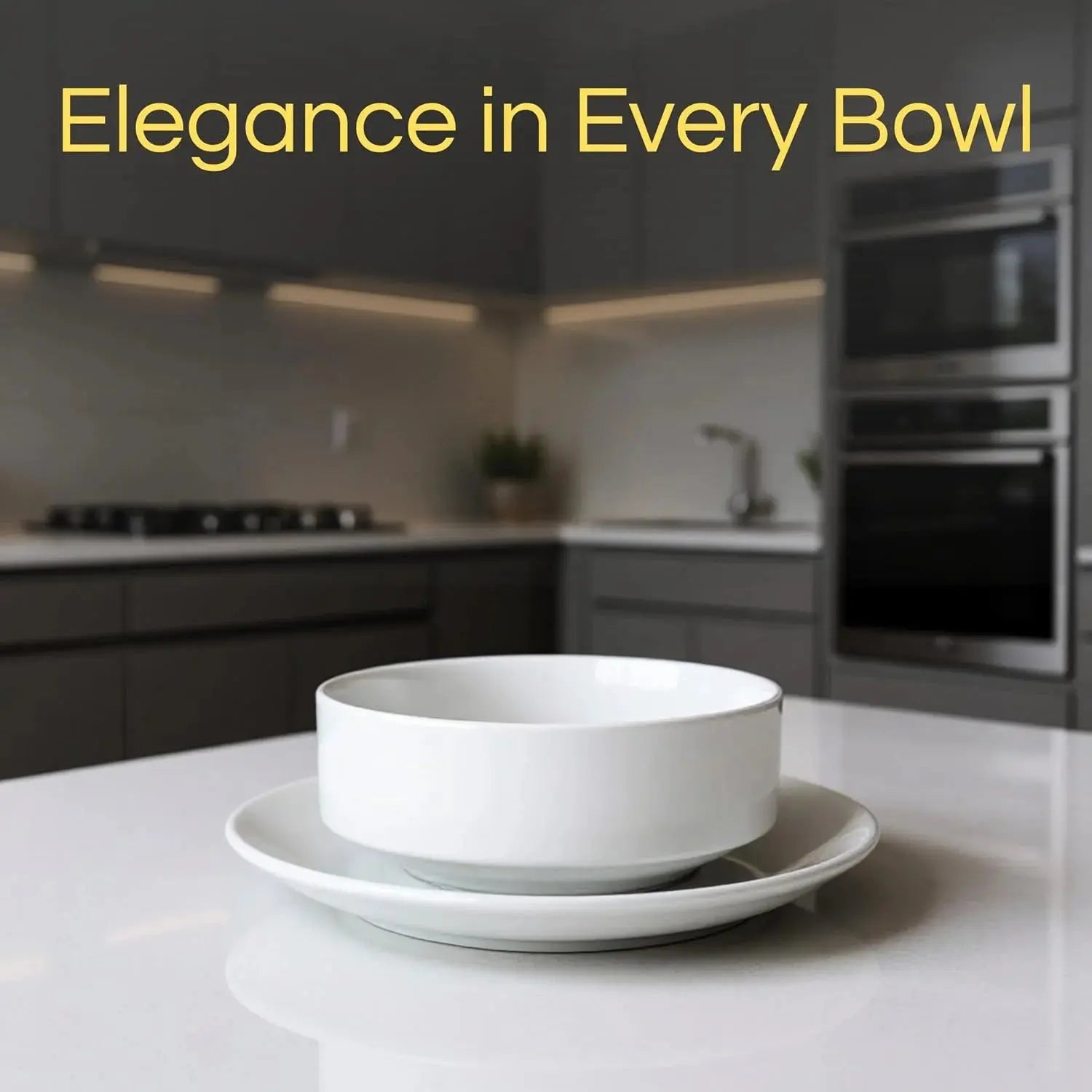 Plain White Ceramic Soup Bowl Set with Saucer & Spoon – Dishwasher Safe Tableware Scrollcart Qatar 