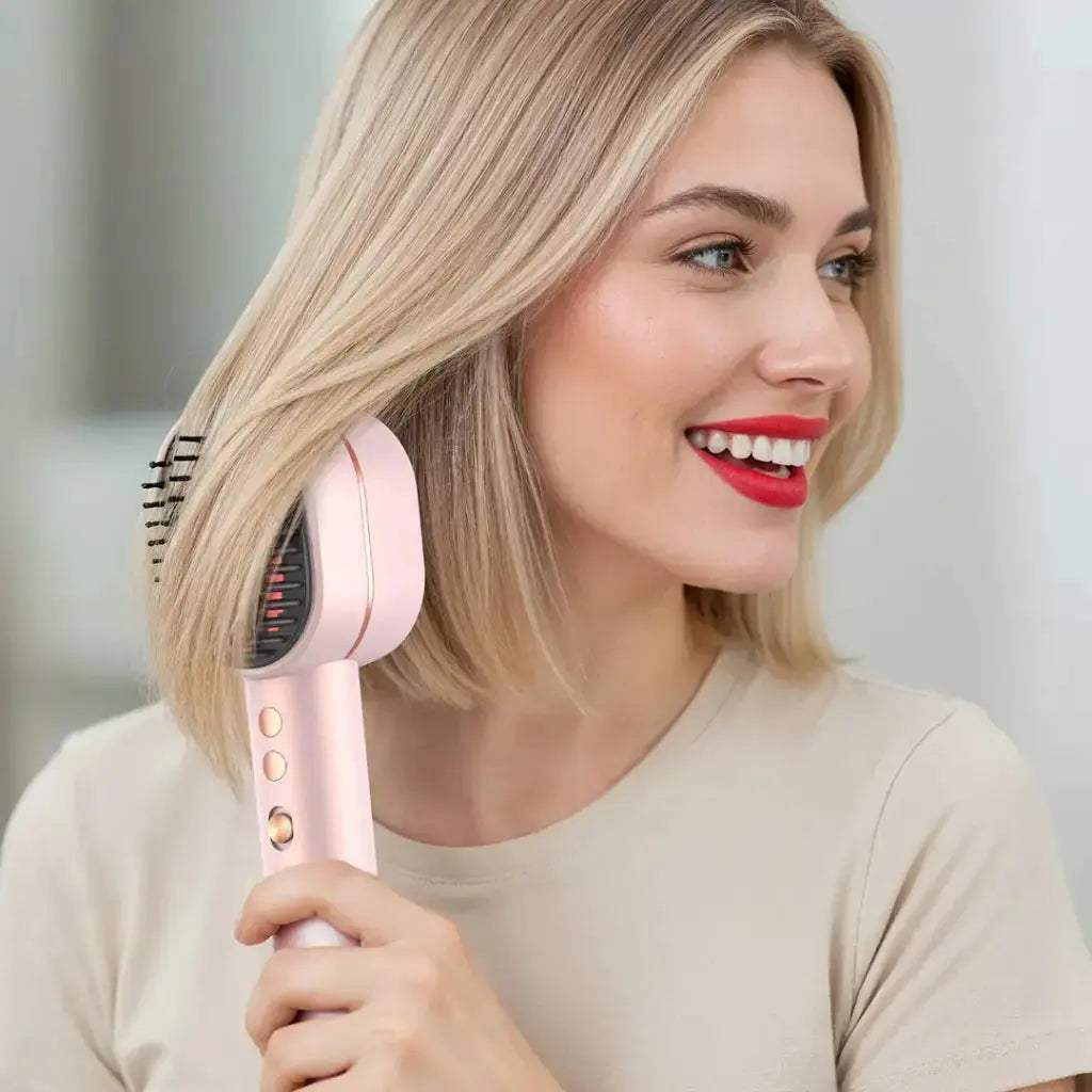 Porodo 2-in-1 Professional Hair Dryer & Straightener Brush with Smart Heat Control -Pink Scrollcart Qatar 