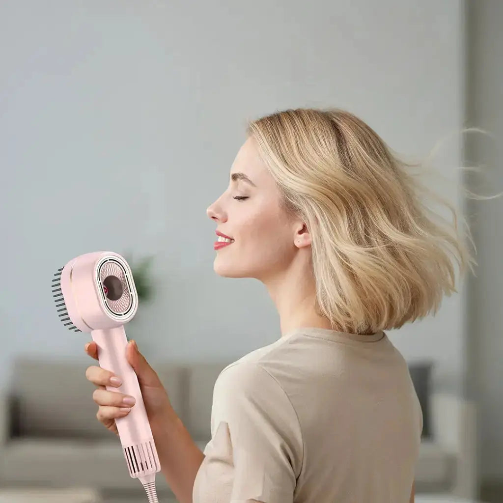 Porodo 2-in-1 Professional Hair Dryer & Straightener Brush with Smart Heat Control -Pink Scrollcart Qatar 