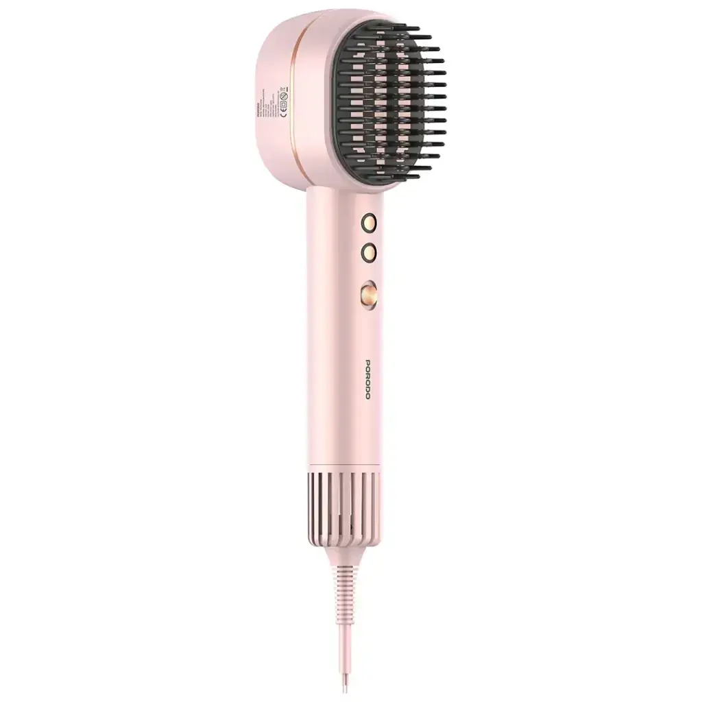 Porodo 2-in-1 Professional Hair Dryer & Straightener Brush with Smart Heat Control -Pink Scrollcart Qatar 