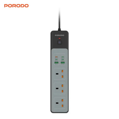 Porodo 3-AC Heavy-Duty Power Strip & 45W Fast Charging Hub Scrollcart Qatar 
