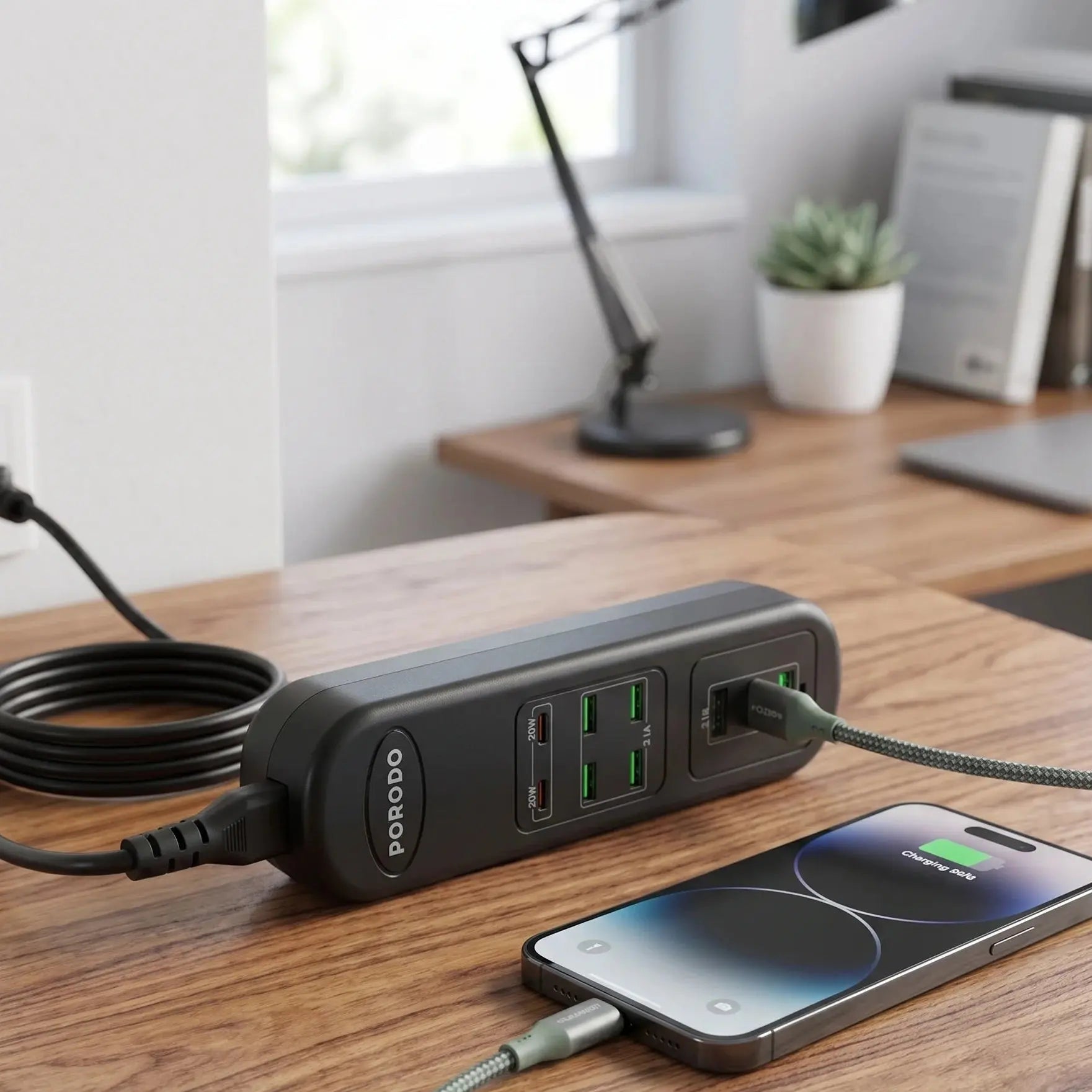 Porodo 50W Multi-Port USB Charging Hub Black Doha Qatar