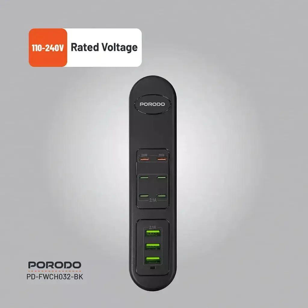 Porodo 50W Multi-Port USB Charging Hub Black Doha Qatar