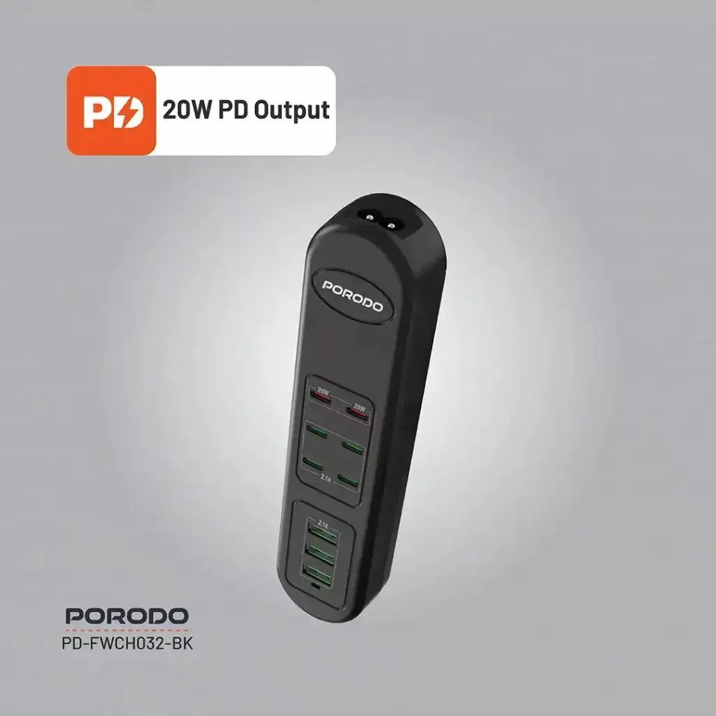 Porodo 50W Multi-Port USB Charging Hub Black Doha Qatar
