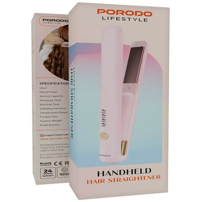 Porodo Lifestyle Cordless Handheld Hair Straightener (Pink) Scrollcart Qatar 