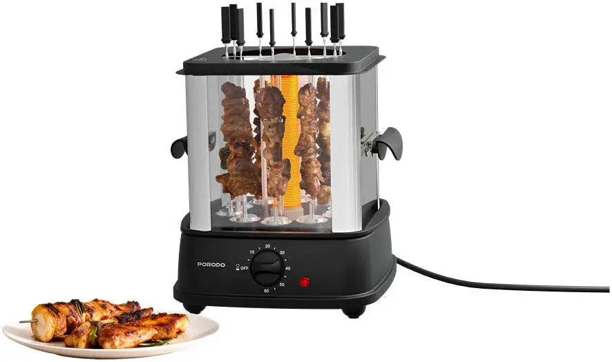 Porodo Lifestyle GrillJet Electric Rotisserie Kebab Grill with Auto-Rotating Skewers 900W Al anees 