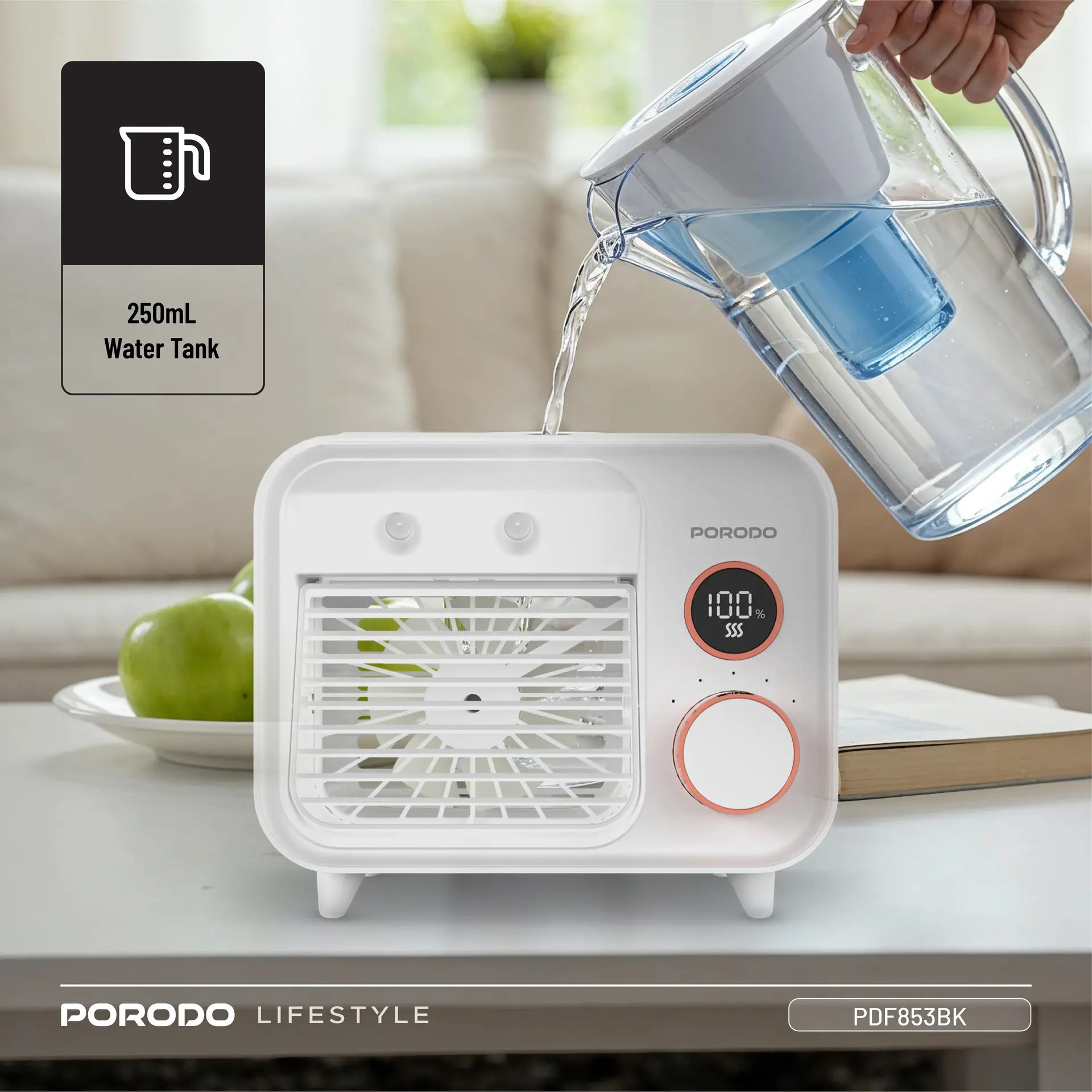 Porodo Mini Mist Fan Desktop Air Cooler 2000mAh Doha Qatar