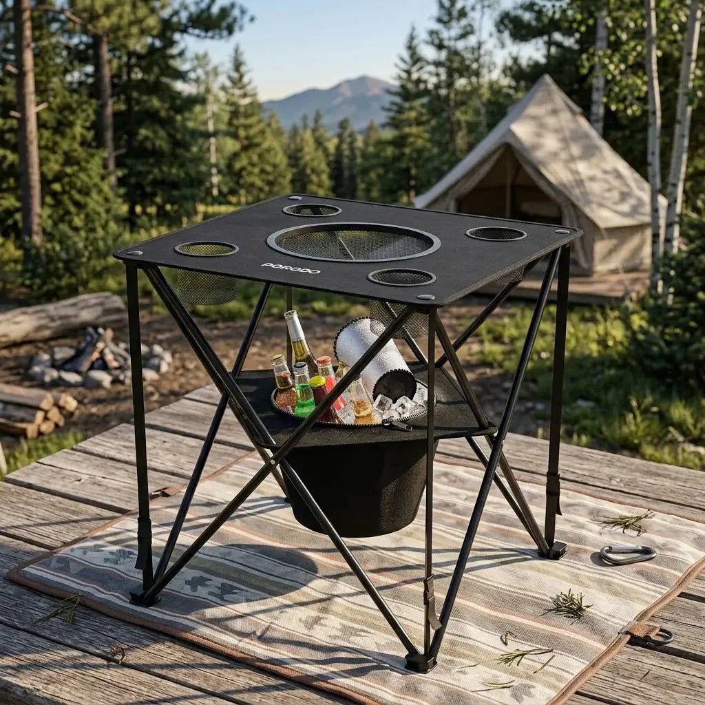 Porodo Lifestyle Outdoor Companion Foldable Camping Table – 20kg Capacity, Cooler Pouch & Cup Holders Scrollcart Qatar 