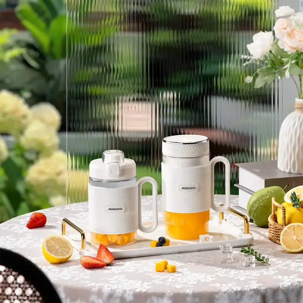 Porodo Lifestyle Portable Dual-Cup Smoothie Blender (White) Scrollcart Qatar 