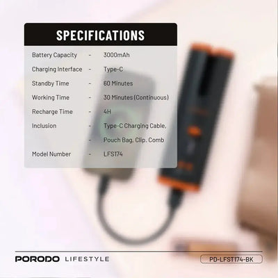 Porodo Lifestyle Automatic Hair Curler - Black Marhaba international 