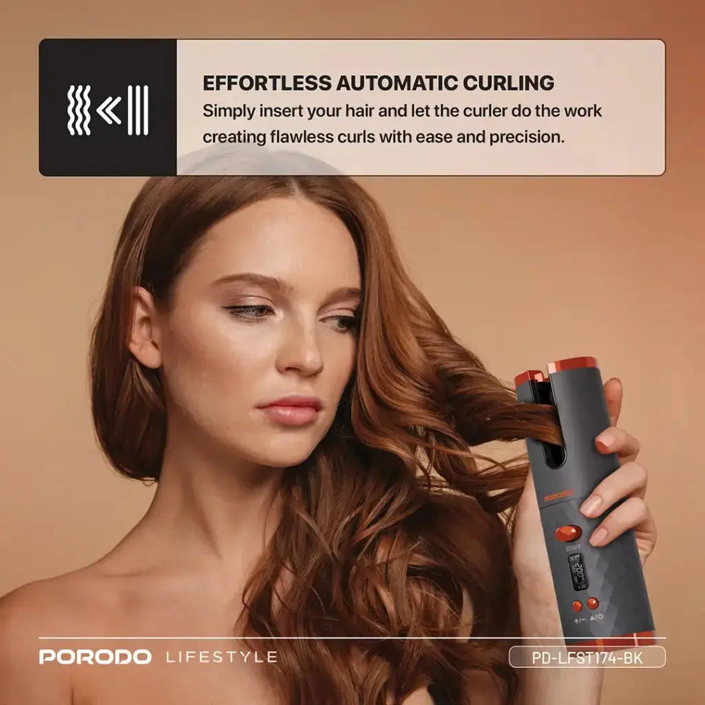 Porodo Lifestyle Automatic Hair Curler - Black Marhaba international 
