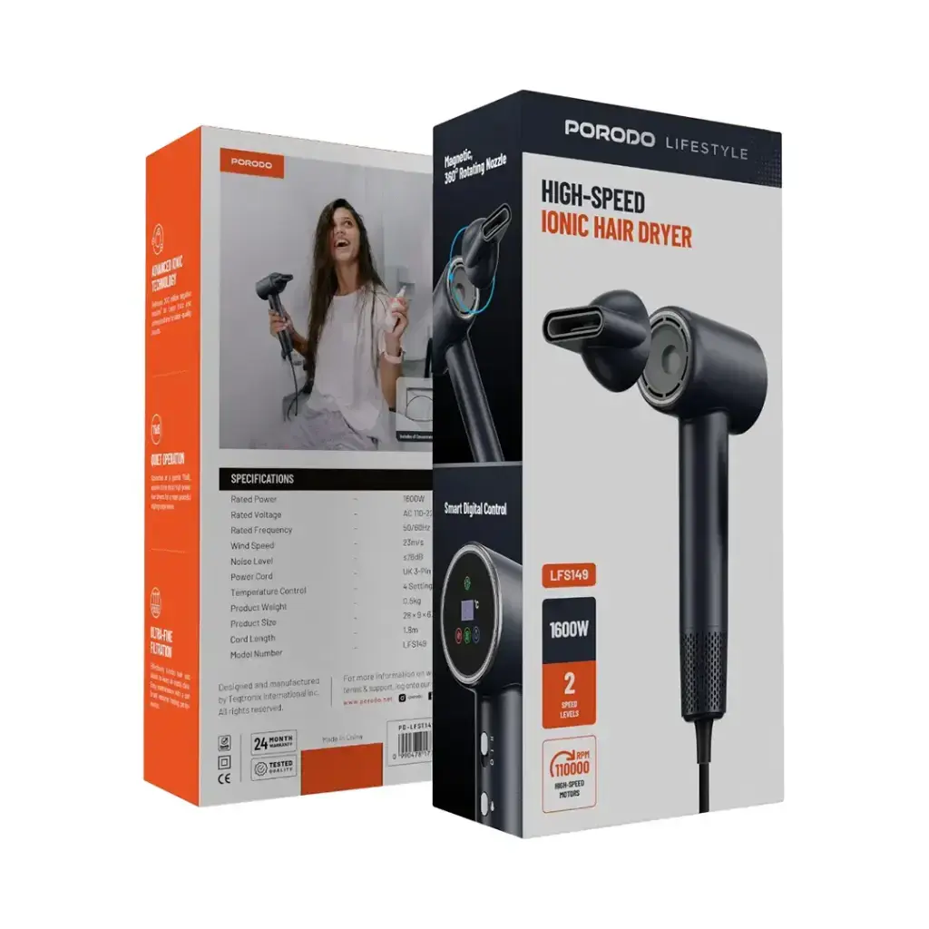 Porodo Lifestyle High-Speed Ionic Hair Dryer Marhaba international 