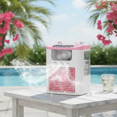 Portable Air Cooler Fan with Mist Spray USB Rechargeable Scrollcart Qatar 