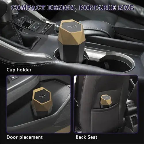 Portable Car Trash Can with Lid -Gold Scrollcart Qatar 