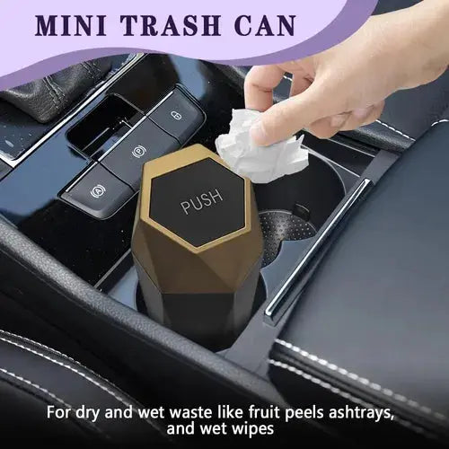 Portable Car Trash Can with Lid -Gold Scrollcart Qatar 
