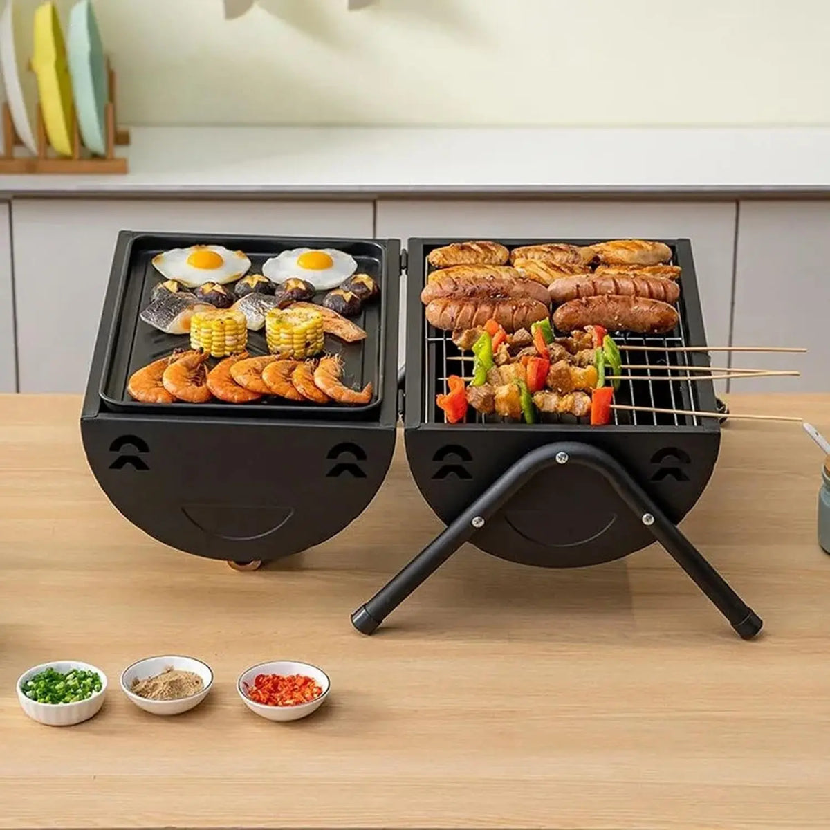 Portable Charcoal BBQ Grill with Baking Tray for Outdoor Cooking Scrollcart Qatar 