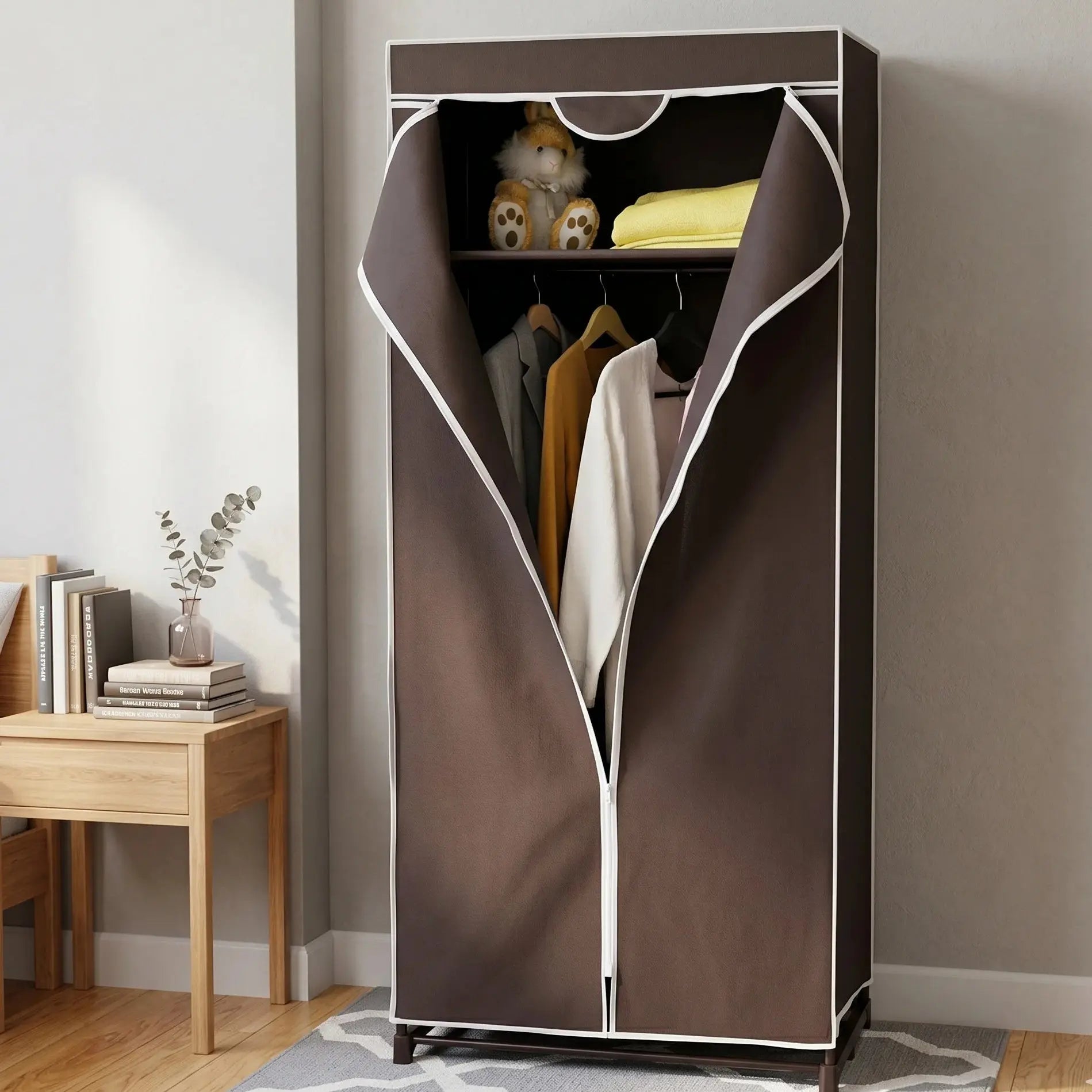 Portable Fabric Wardrobe Closet Foldable Clothes Storage Organizer Scrollcart Qatar 