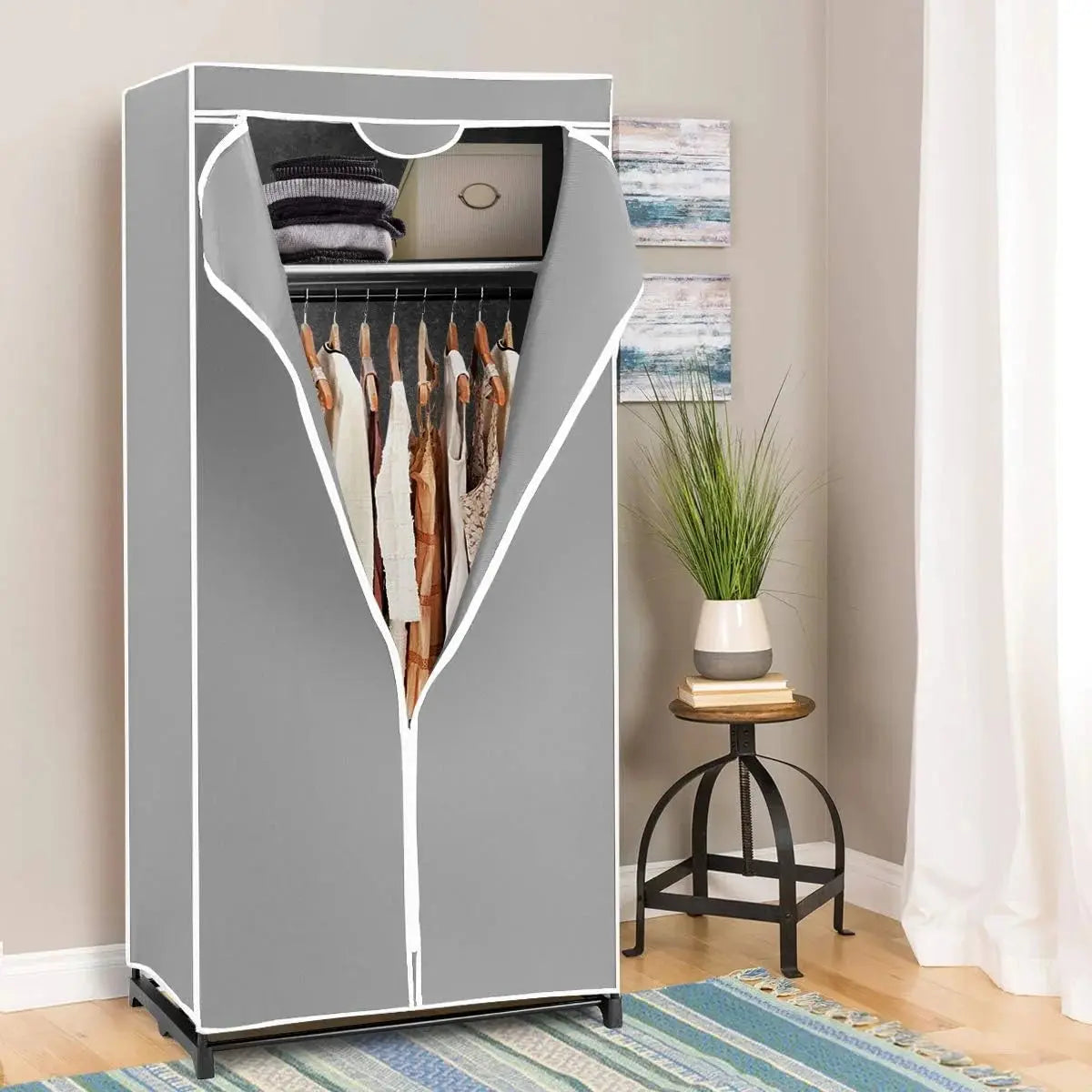 Portable Fabric Wardrobe Closet Foldable Clothes Storage Organizer Scrollcart Qatar 