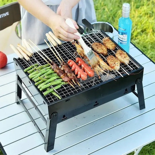 Portable Foldable BBQ Grill – Stainless Steel Outdoor Charcoal Barbecue Stove Al-shamil 