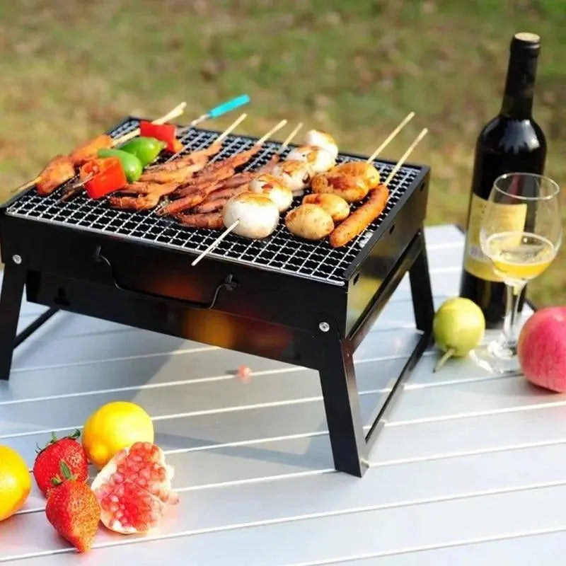 Portable Foldable BBQ Grill – Stainless Steel Outdoor Charcoal Barbecue Stove Al-shamil 