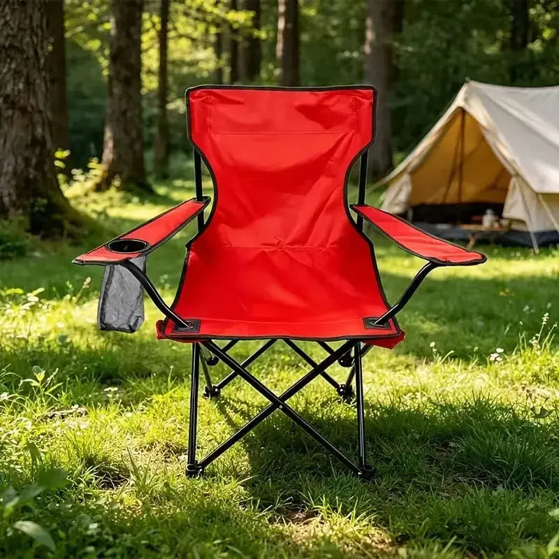 Portable Folding Camping Chair with Lumbar Support and Cup Holder Scrollcart Qatar 
